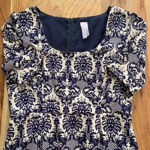Navy, White Porcelain Pattern Dress (M) TTS